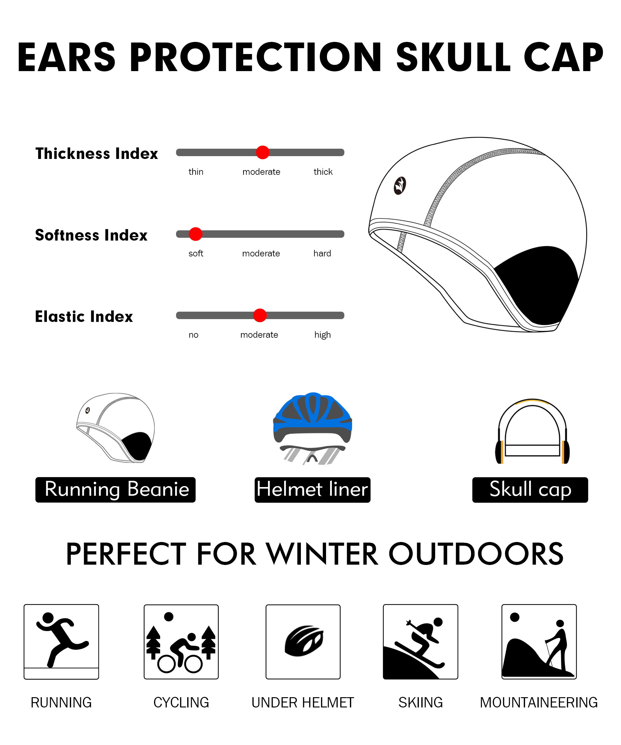 Ears Protección del revestimiento del casco térmico Beanie reflectante de invierno