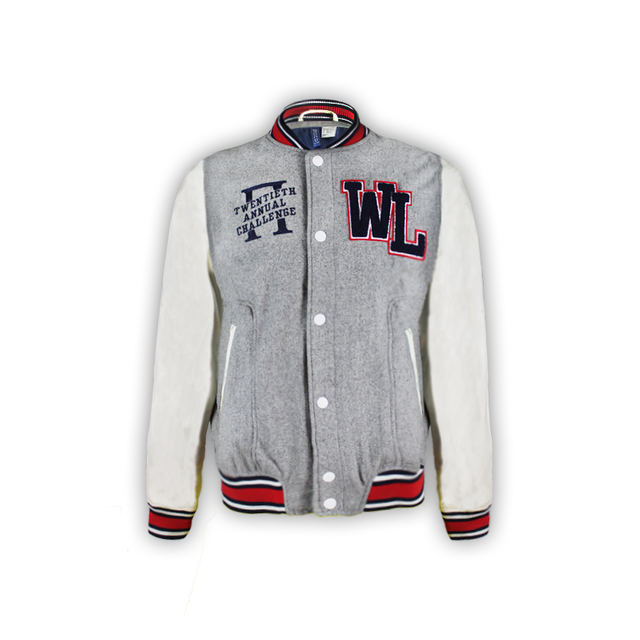 Chaquetas de béisbol de contraste de lana masculina con botones