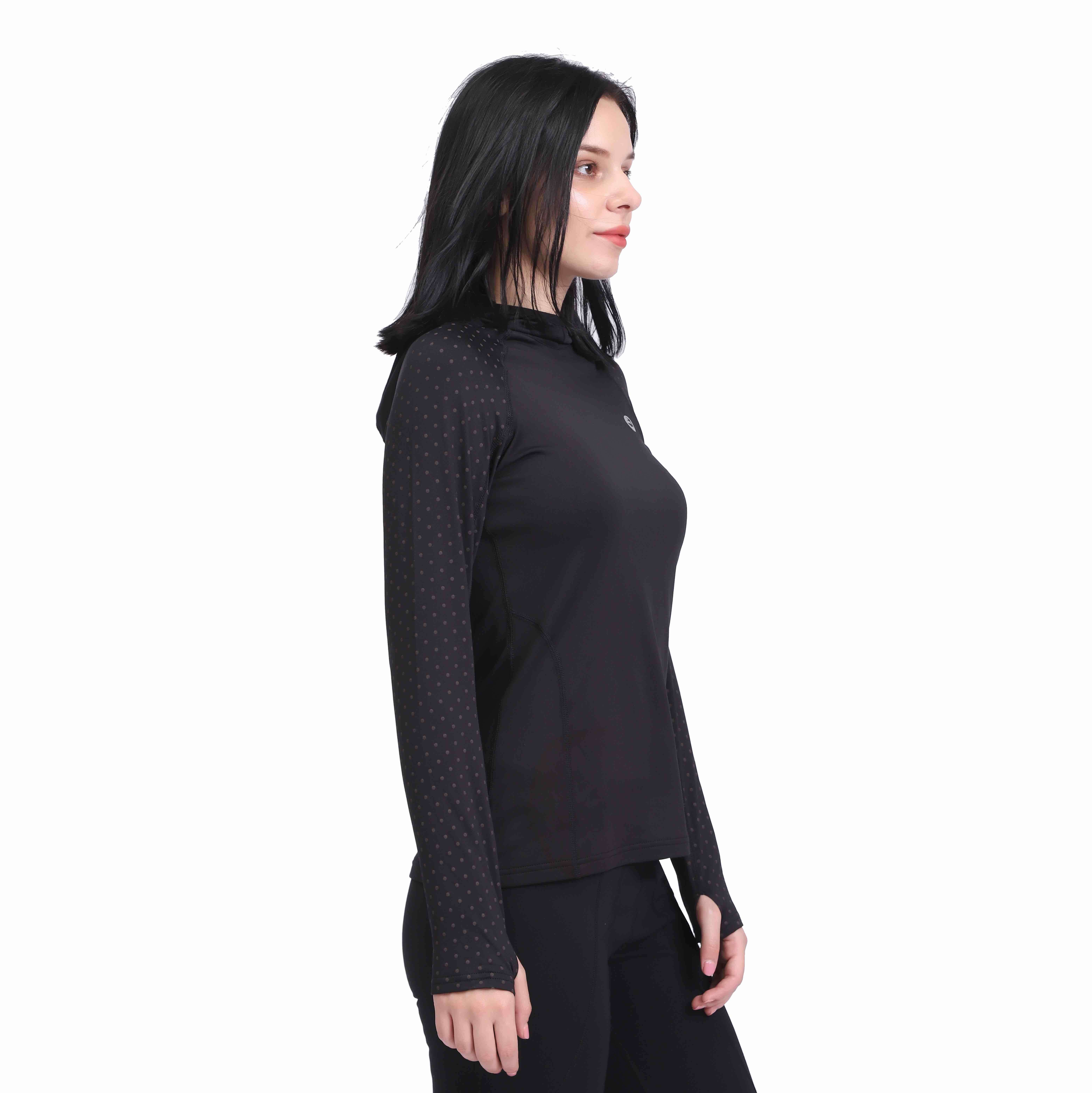 Ropa interior térmica para mujeres con capucha de manga larga forrada 
